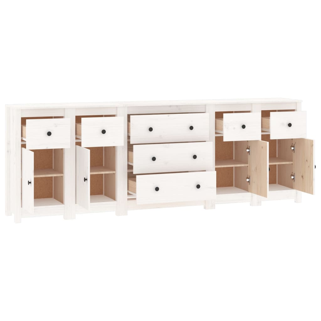 vidaXL Sideboard Weiß 230x35x80 cm Massivholz Kiefer