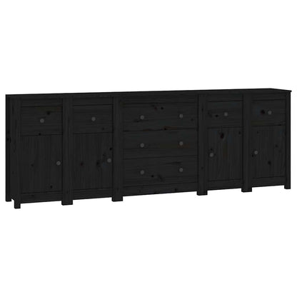 vidaXL Buffet noir 230x35x80 cm Bois de pin massif