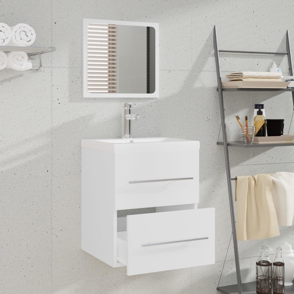 vidaXL Meuble sous-lavabo avec lavabo intégré blanc Bois d'ingénierie