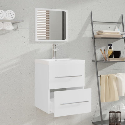 vidaXL Meuble sous-lavabo avec lavabo intégré blanc Bois d'ingénierie