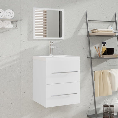 vidaXL Meuble sous-lavabo avec lavabo intégré blanc Bois d'ingénierie