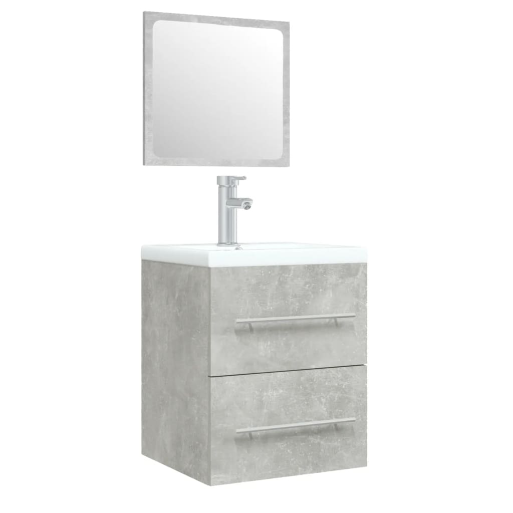 vidaXL Meuble sous-vasque avec lavabo intégré Gris béton Bois d'ingénierie