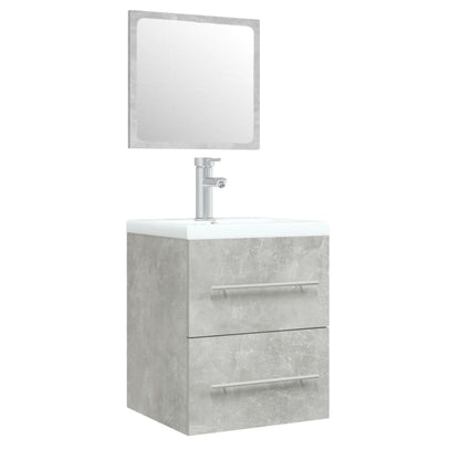 vidaXL Meuble sous-vasque avec lavabo intégré Gris béton Bois d'ingénierie
