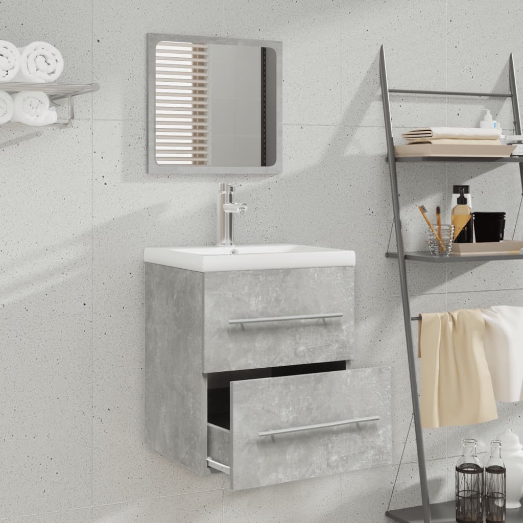 vidaXL Meuble sous-vasque avec lavabo intégré Gris béton Bois d'ingénierie