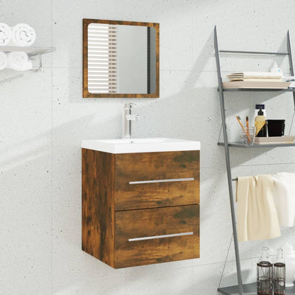 vidaXL Meuble sous-lavabo avec lavabo intégré Chêne fumé Bois d'ingénierie