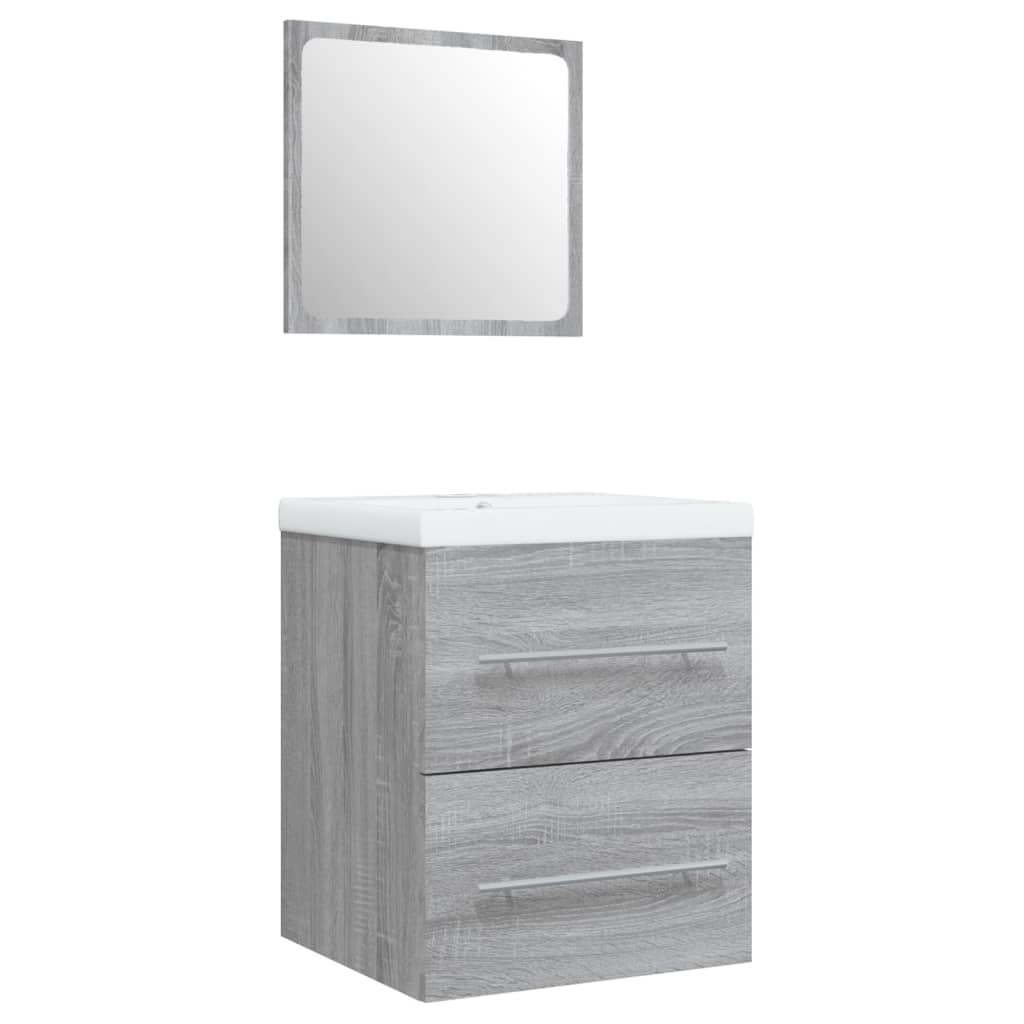 vidaXL Waschbeckenschrank mit Einbaubecken Grau Sonoma Holzwerkstoff
