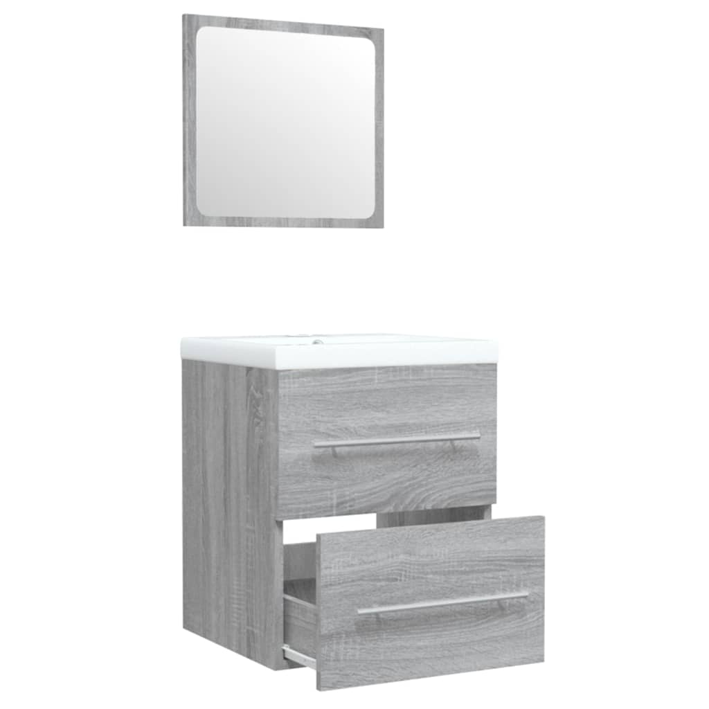 vidaXL Waschbeckenschrank mit Einbaubecken Grau Sonoma Holzwerkstoff