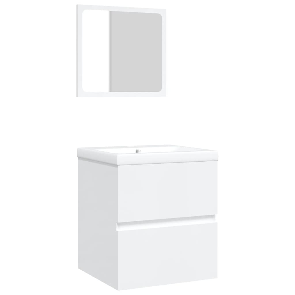 vidaXL Meuble sous-lavabo avec lavabo et miroir blanc