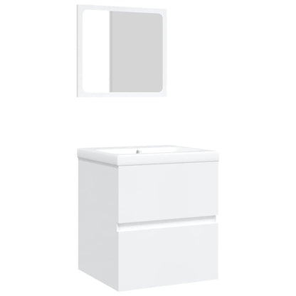 vidaXL Meuble sous-lavabo avec lavabo et miroir blanc