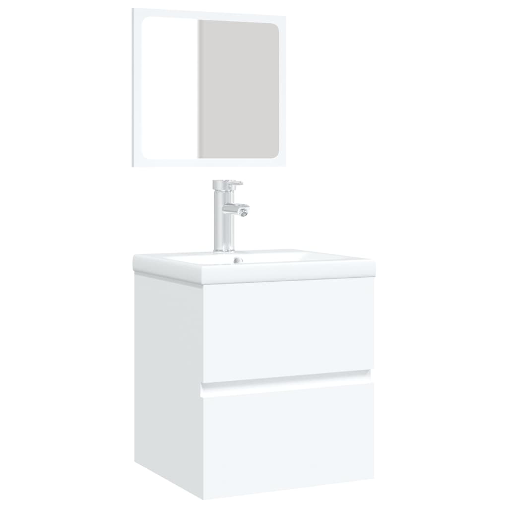 vidaXL Meuble sous-lavabo avec lavabo et miroir blanc