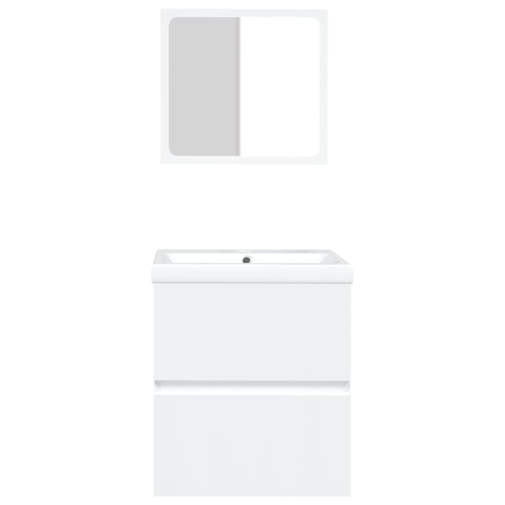 vidaXL Meuble sous-lavabo avec lavabo et miroir blanc