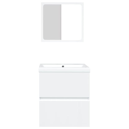 vidaXL Meuble sous-lavabo avec lavabo et miroir blanc