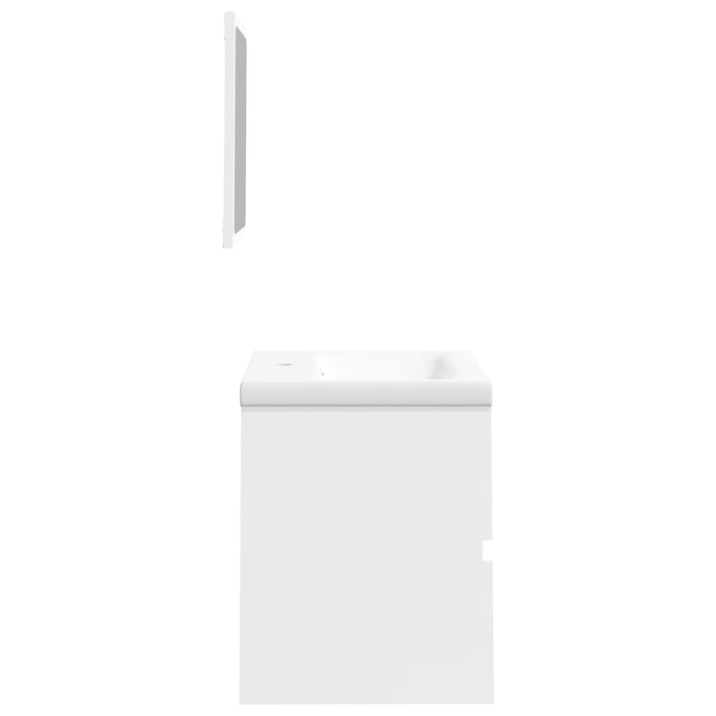 vidaXL Meuble sous-lavabo avec lavabo et miroir blanc