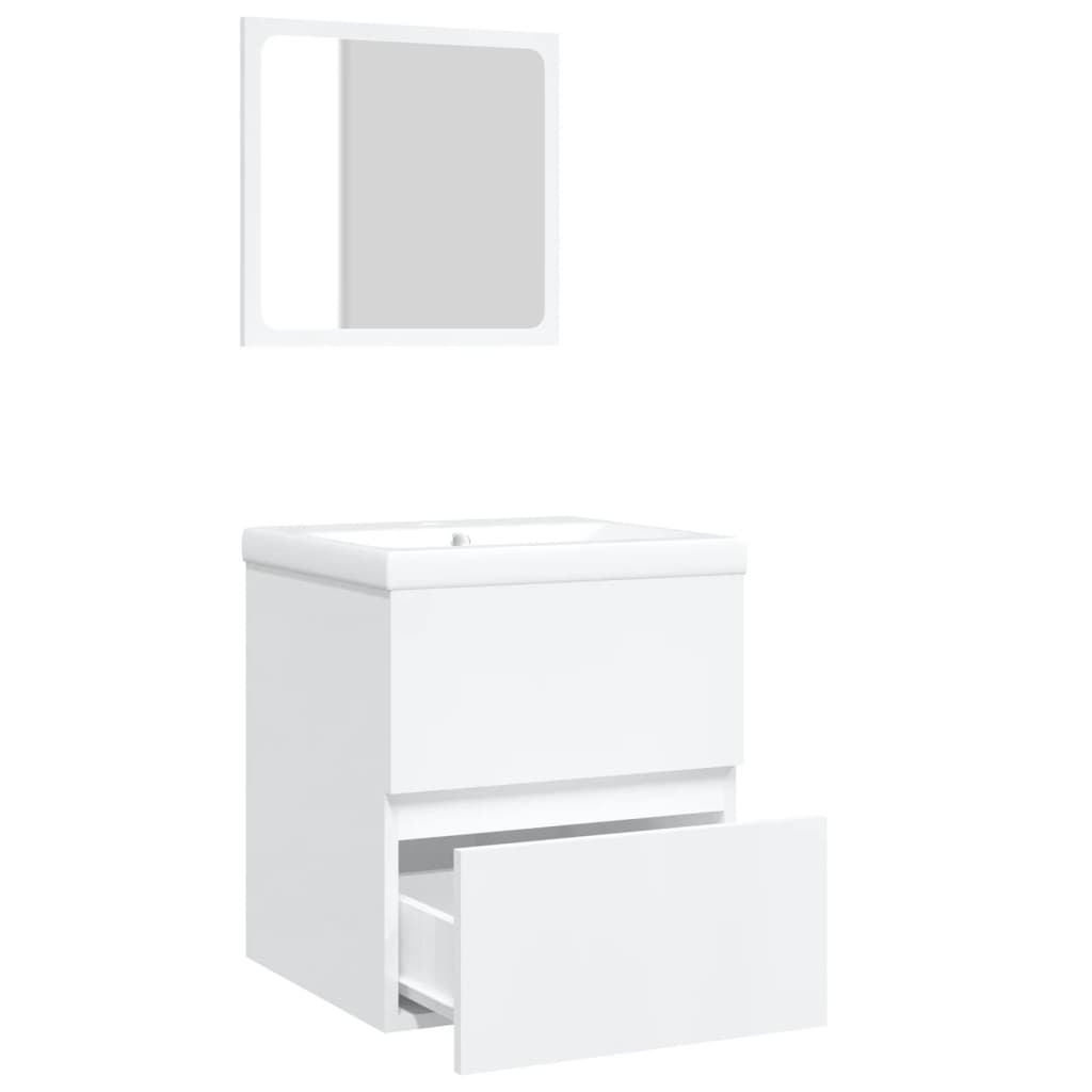 vidaXL Meuble sous-lavabo avec lavabo et miroir blanc