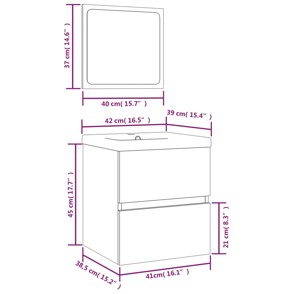 vidaXL Meuble sous-lavabo avec lavabo et miroir blanc