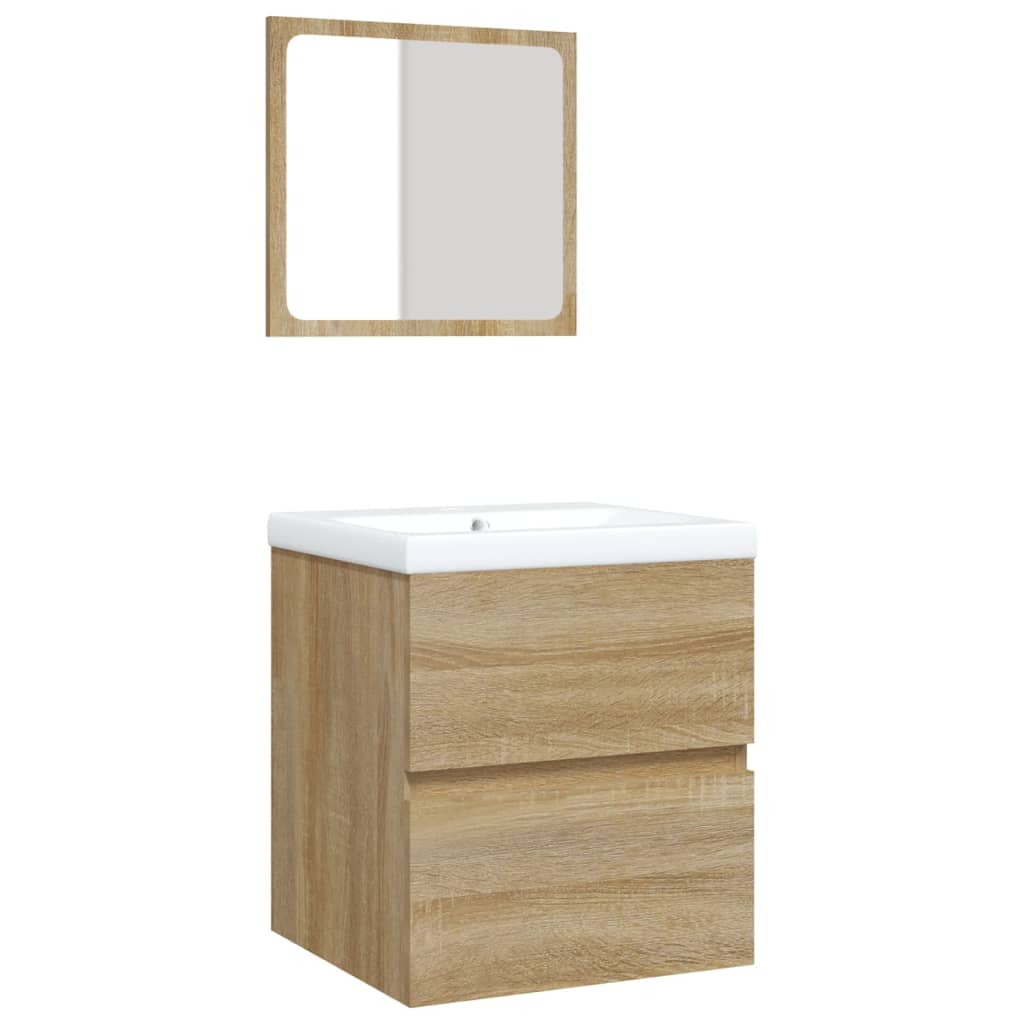 Meuble sous-vasque avec lavabo et miroir vidaXL Chêne Sonoma
