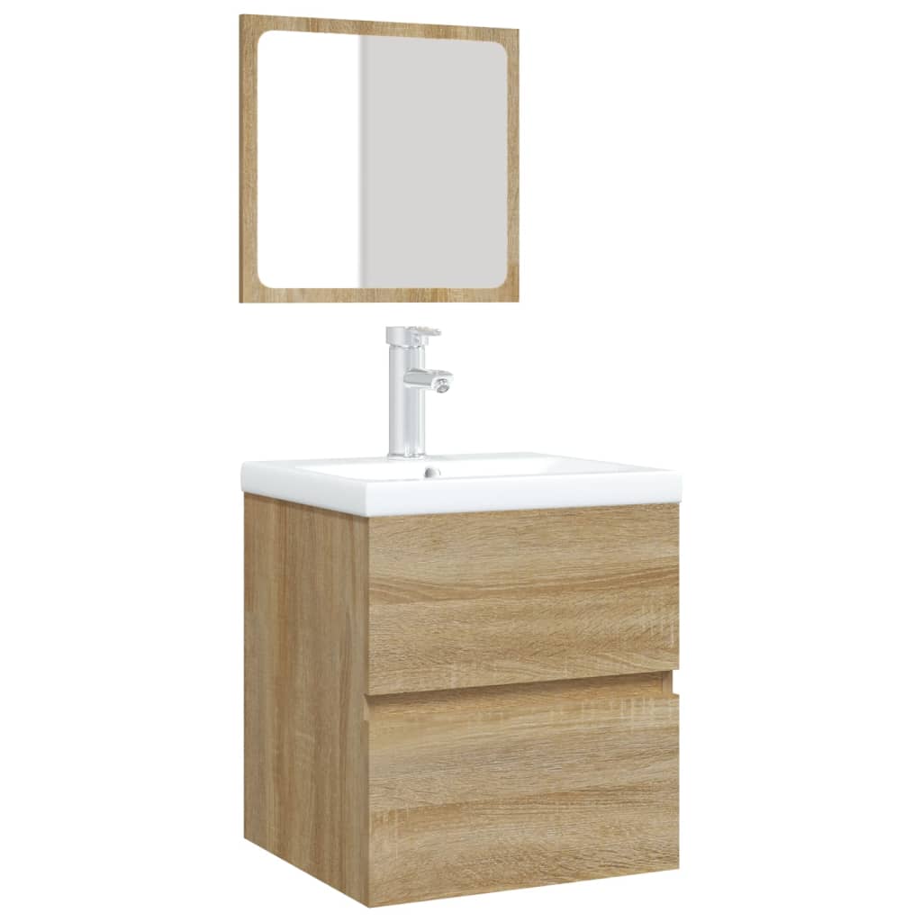 Meuble sous-vasque avec lavabo et miroir vidaXL Chêne Sonoma