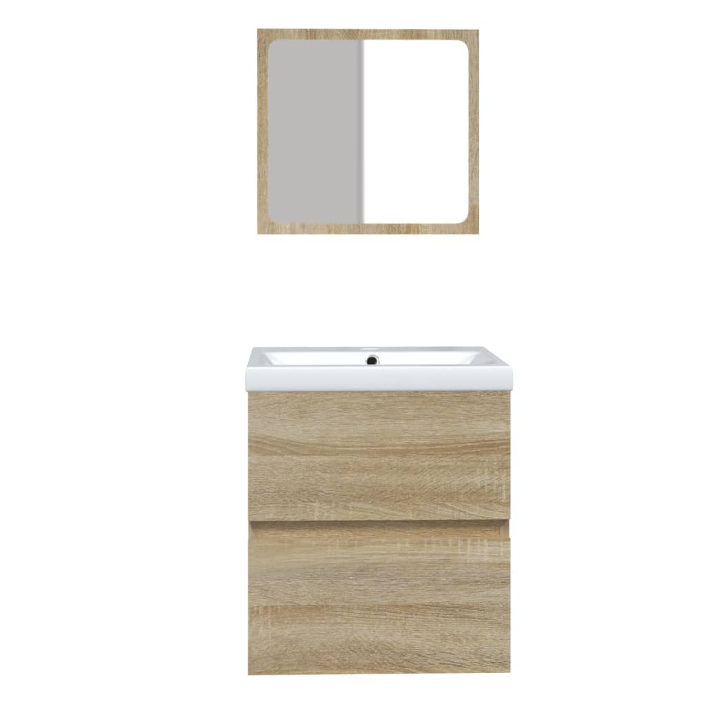 Meuble sous-vasque avec lavabo et miroir vidaXL Chêne Sonoma