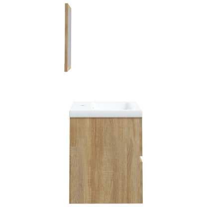 Meuble sous-vasque avec lavabo et miroir vidaXL Chêne Sonoma