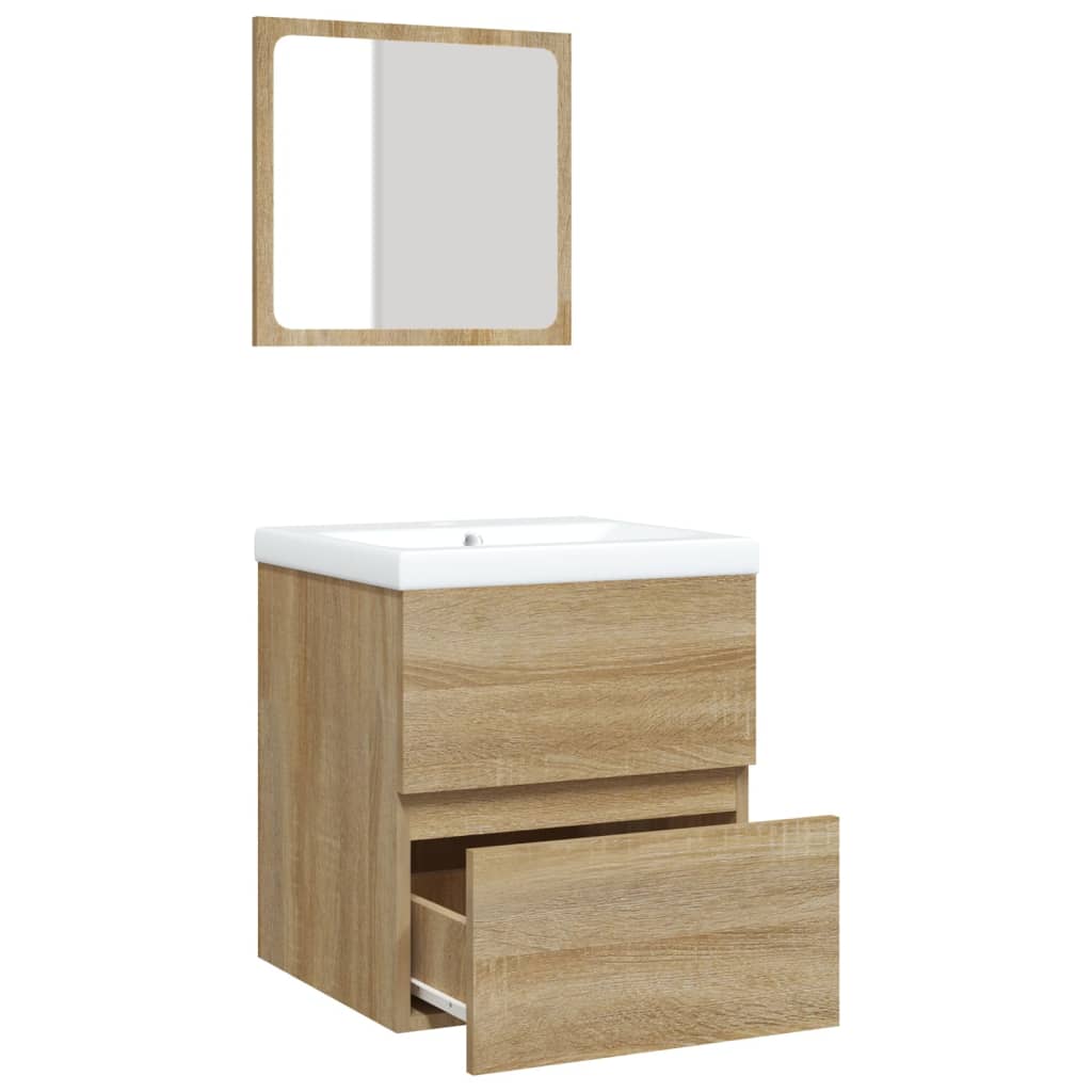 Meuble sous-vasque avec lavabo et miroir vidaXL Chêne Sonoma