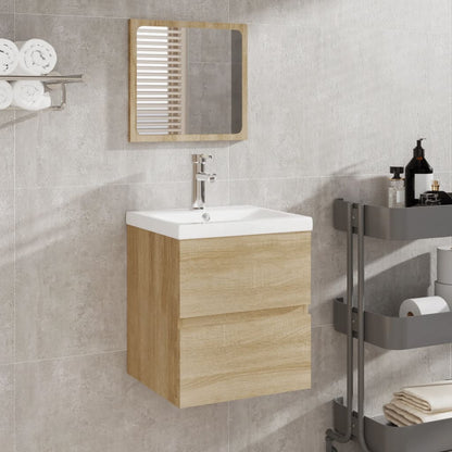 Meuble sous-vasque avec lavabo et miroir vidaXL Chêne Sonoma