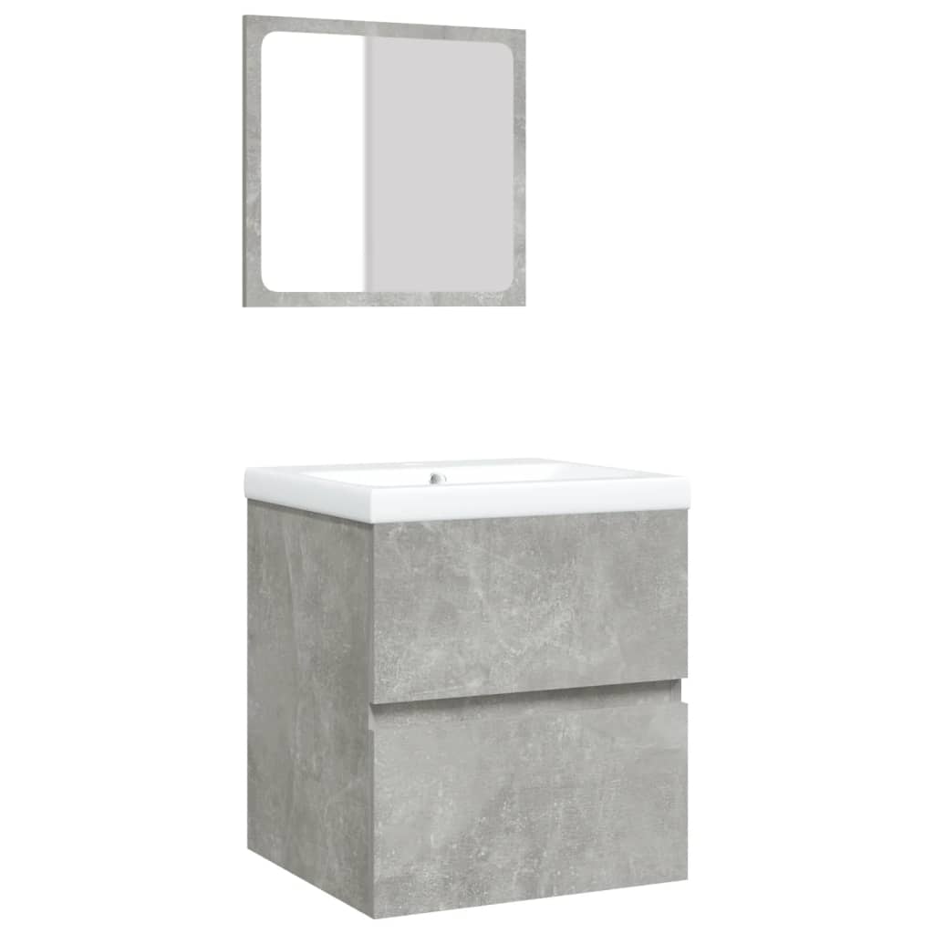 Meuble sous lavabo avec lavabo et miroir vidaXL Gris béton