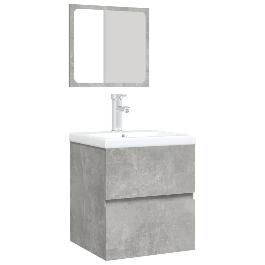 Meuble sous lavabo avec lavabo et miroir vidaXL Gris béton
