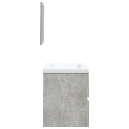 Meuble sous lavabo avec lavabo et miroir vidaXL Gris béton