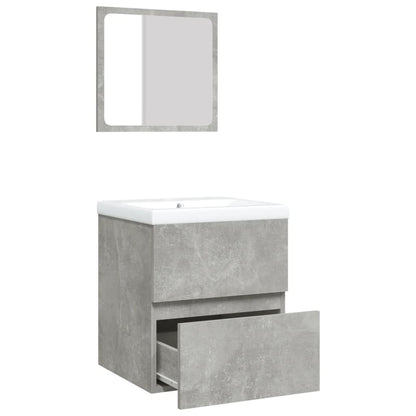 Meuble sous lavabo avec lavabo et miroir vidaXL Gris béton