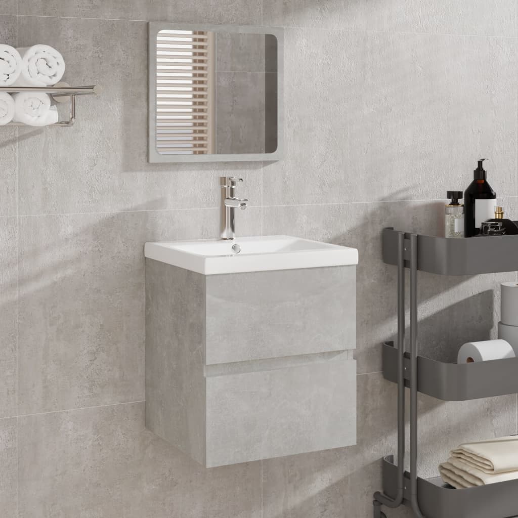 Meuble sous lavabo avec lavabo et miroir vidaXL Gris béton