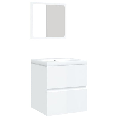 vidaXL Meuble sous lavabo avec lavabo Miroir Blanc Brillant