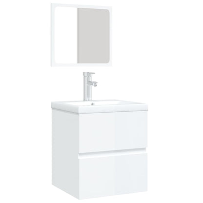 vidaXL Meuble sous lavabo avec lavabo Miroir Blanc Brillant