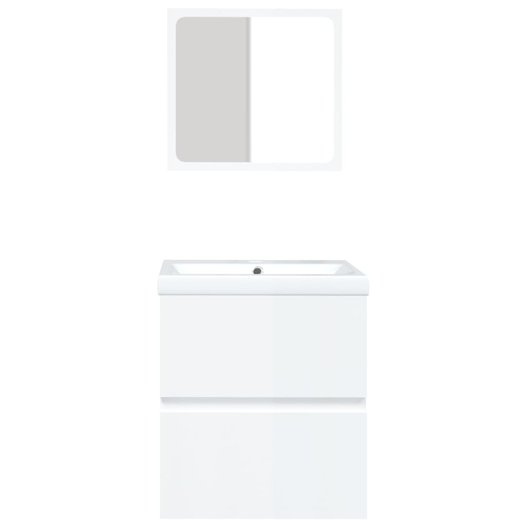 vidaXL Meuble sous lavabo avec lavabo Miroir Blanc Brillant
