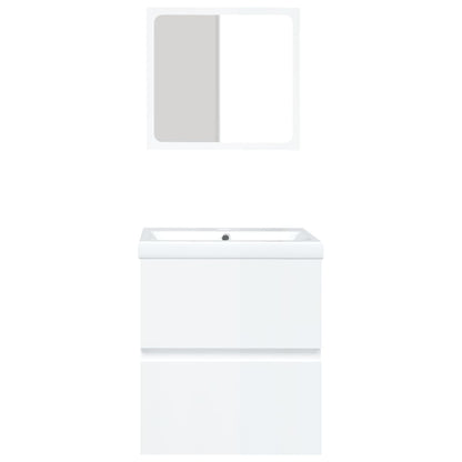 vidaXL Meuble sous lavabo avec lavabo Miroir Blanc Brillant