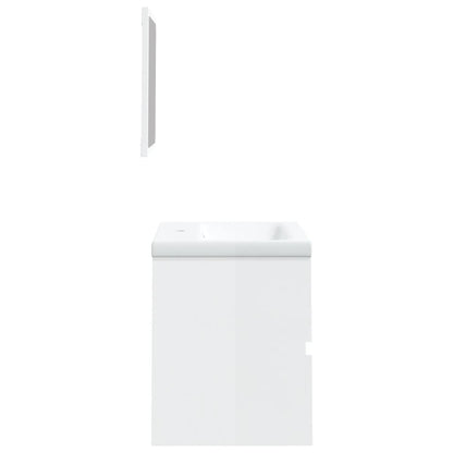 vidaXL Meuble sous lavabo avec lavabo Miroir Blanc Brillant