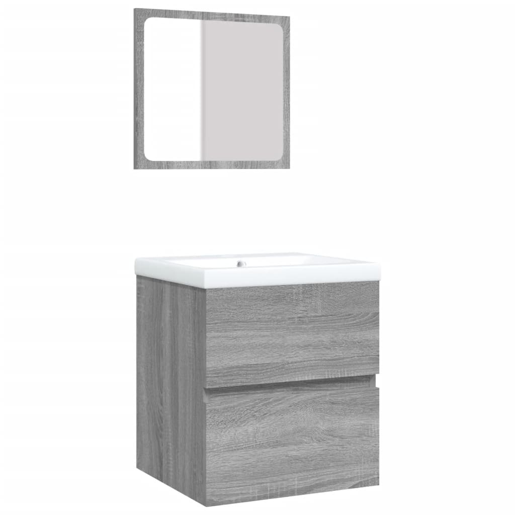 vidaXL Meuble sous-vasque avec lavabo et miroir Gris Sonoma