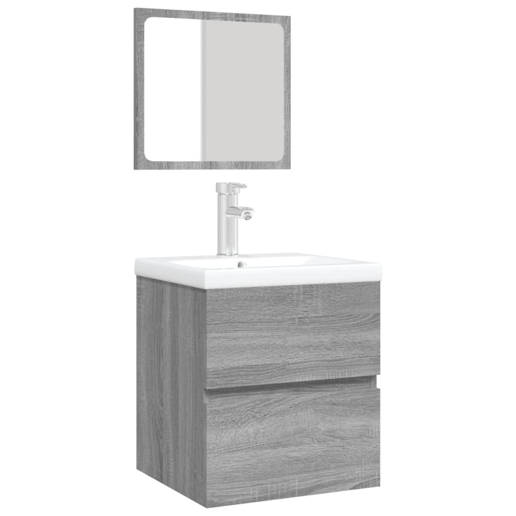 vidaXL Meuble sous-vasque avec lavabo et miroir Gris Sonoma