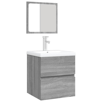 vidaXL Meuble sous-vasque avec lavabo et miroir Gris Sonoma