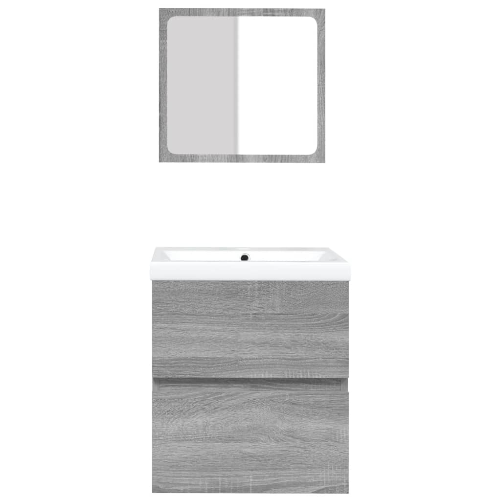 vidaXL Meuble sous-vasque avec lavabo et miroir Gris Sonoma