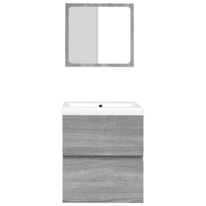 vidaXL Meuble sous-vasque avec lavabo et miroir Gris Sonoma