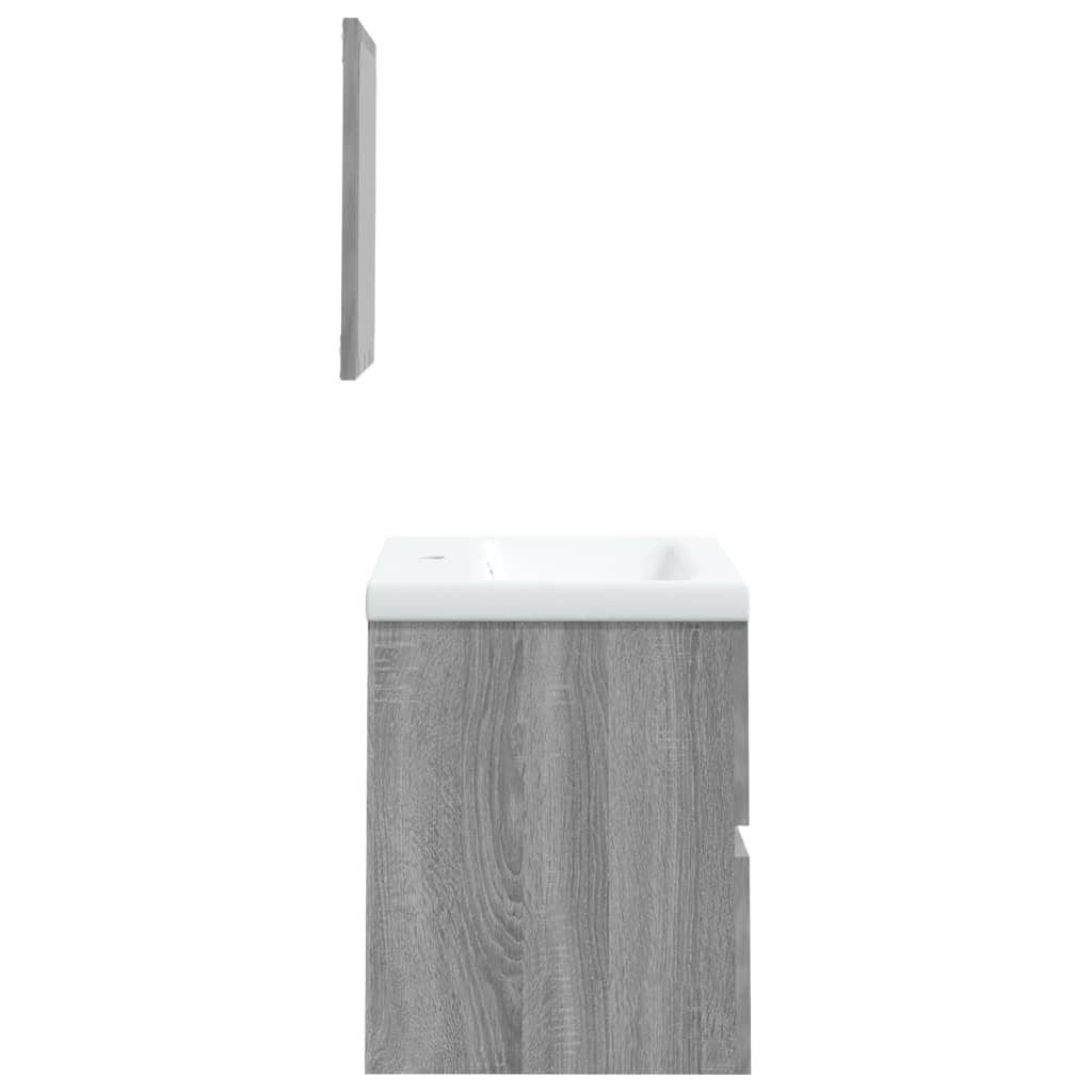 vidaXL Meuble sous-vasque avec lavabo et miroir Gris Sonoma