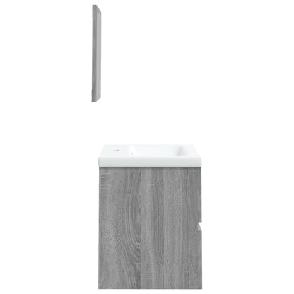 vidaXL Meuble sous-vasque avec lavabo et miroir Gris Sonoma