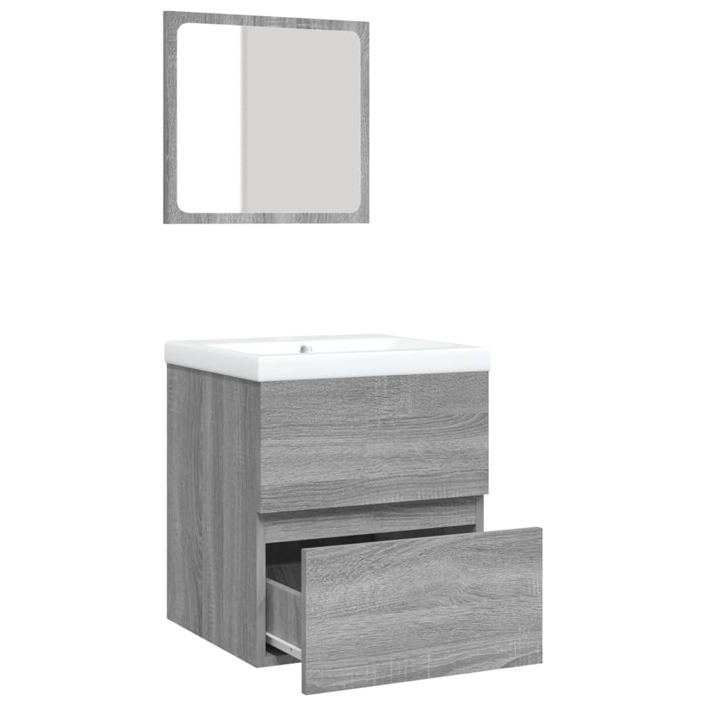 vidaXL Meuble sous-vasque avec lavabo et miroir Gris Sonoma