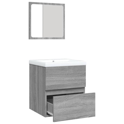 vidaXL Meuble sous-vasque avec lavabo et miroir Gris Sonoma