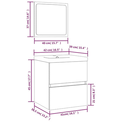 vidaXL Meuble sous-vasque avec lavabo et miroir Gris Sonoma
