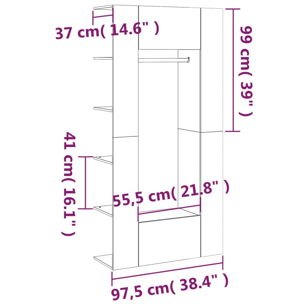 vidaXL Meubles d'entrée 2 pcs Chêne fumé Bois d'ingénierie