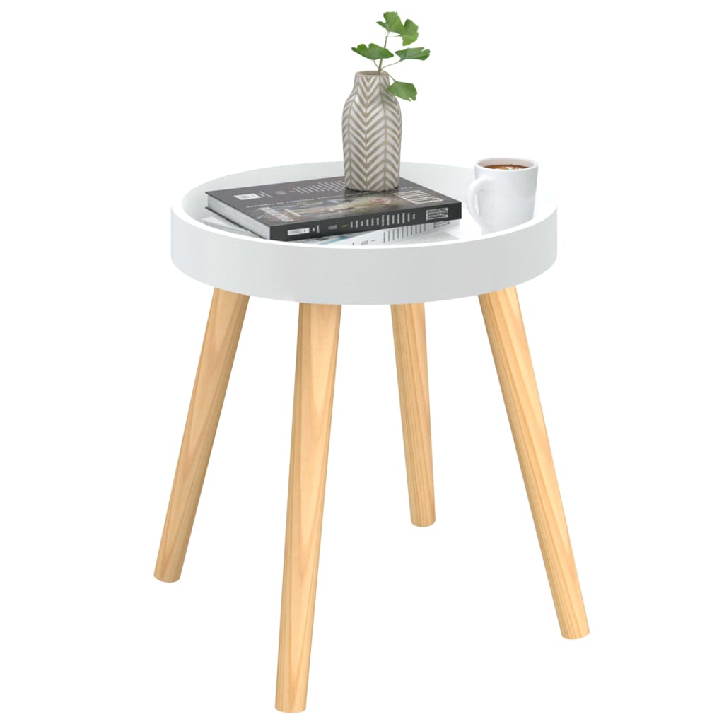 vidaXL Beistelltisch Weiß 38x38x40 cm Holzwerkstoff Massivholz Kiefer
