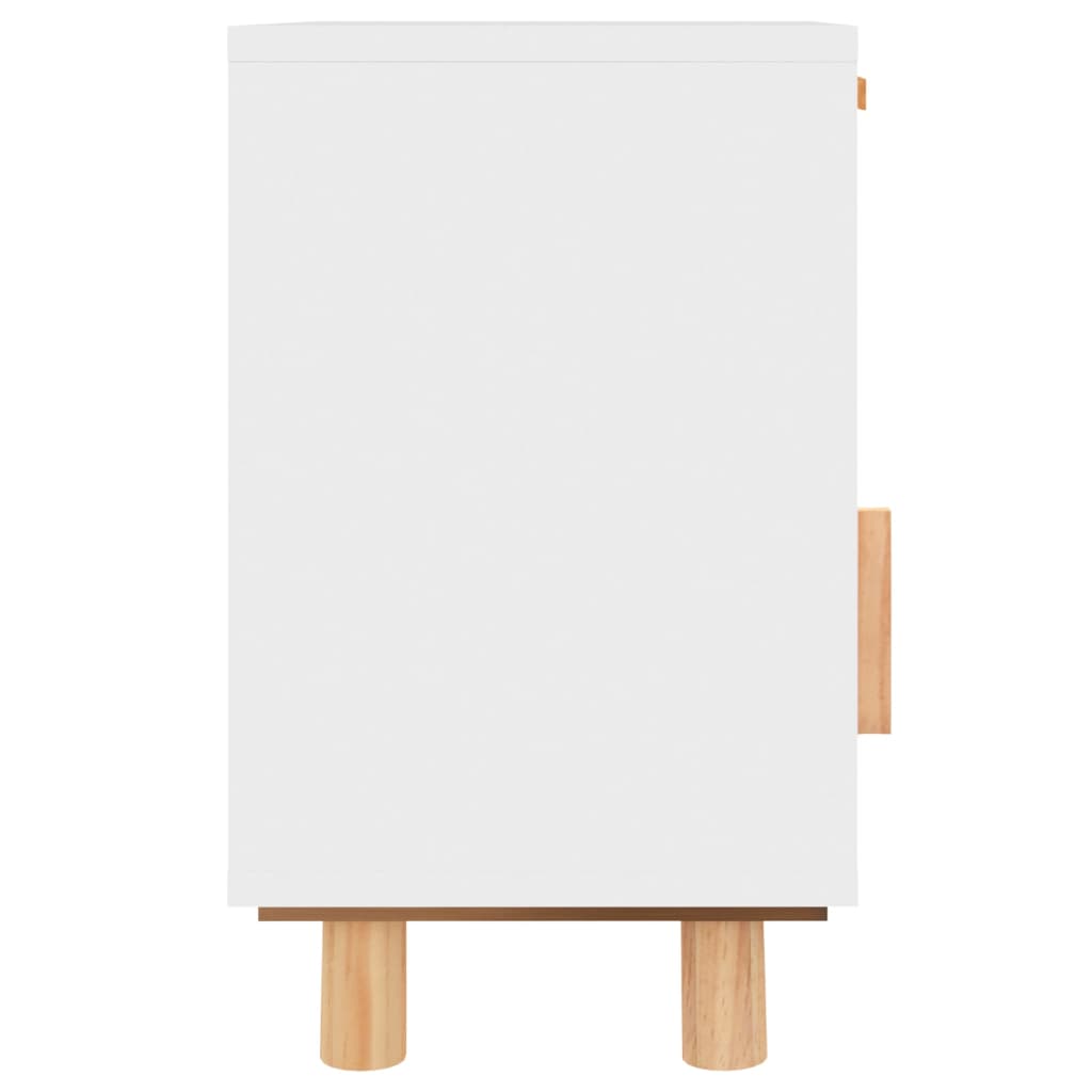 vidaXL Tables de chevet 2 pcs Blanc Bois de pin massif et rotin naturel