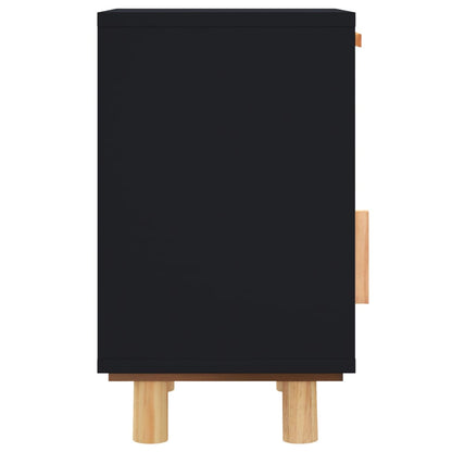 vidaXL Tables de chevet 2 pcs Noir Bois de pin massif et rotin naturel