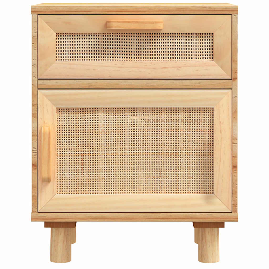 vidaXL Tables de chevet 2 pcs Marron Pin massif et rotin naturel